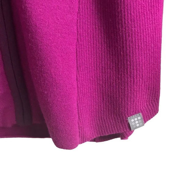 Title Nine‎ Small Wool Full Zip Mock Neck Magenta Sweater Jacket Thumbholes Golf - Picture 10 of 14